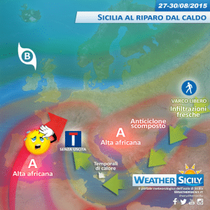 Sicilia, fine agosto con qualche disturbo su interne. Caldo contenuto