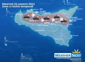 Sicilia, fine agosto con qualche disturbo su interne. Caldo contenuto