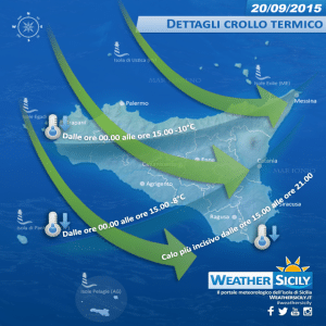 | Calo termico atteso per domenica. Grafica weathersicily.it |