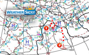 Colpo di scena, si formano due minimi depressionari. L'occhio a ovest della Sicilia