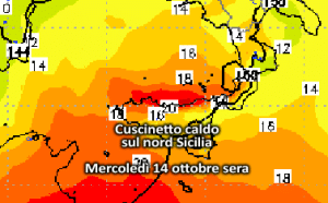 | Cuscinetto caldo sul nord Sicilia |