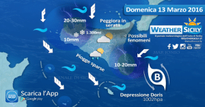 Depressione Doris, focus di una domenica localmente temporalesca