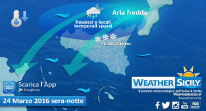 | Peggioramento di giovedì sera, grafica weathersicily.it |