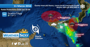 Depressione Doris in Sicilia, intenso maltempo con locali sorprese nevose: ecco evoluzione