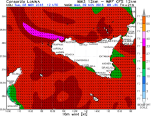 Sicilia, mercoledì 9 novembre 2016 forti venti di maestrale: attese onde alte anche 4-5 metri