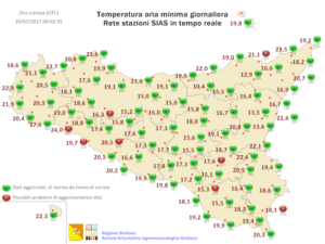 Social News | Temperature minime del 26 luglio 2017 in Sicilia