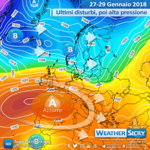 Sicilia, ultimi disturbi sabato. Torna l'alta pressione delle Azzorre fino a fine mese