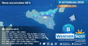 Sicilia: abbondanti nevicate in arrivo sull'Appennino tra oggi e sabato. Focus neve