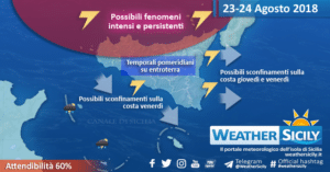 Sicilia, previsti ulteriori rovesci e temporali durante i prossimi giorni.