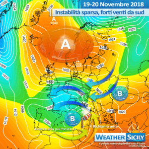 Sicilia: fase mite con instabilità diffusa (localmente intensa) e forti venti. Calo termico da martedì sera.