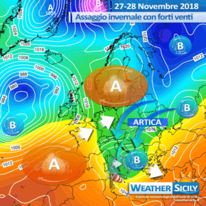 Sicilia: assaggio invernale con burrascosi venti. Attesa la prima neve sull'Appennino siculo.