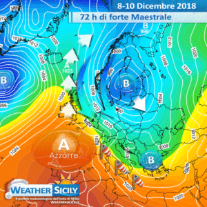 Sicilia: attese 72 ore di forte Maestrale. Temperature in graduale calo.