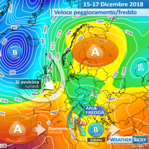 Sicilia: veloce fase perturbata sabato con freddo in arrivo. Attesi forti venti di Maestrale.