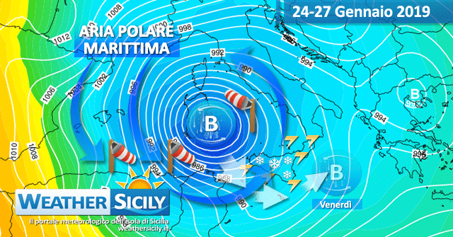 Sicilia: serie di perturbazioni atlantiche in arrivo. Neve in montagna.