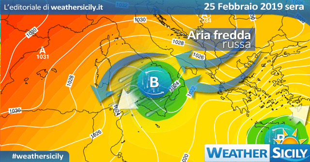 Sicilia: veloce impulso gelido-russo sabato. Attesa neve, maltempo e venti di burrasca.