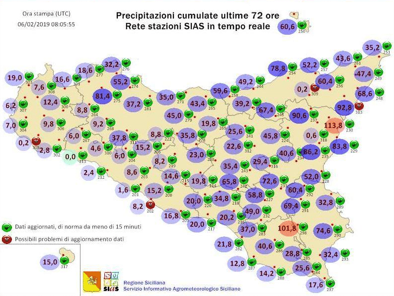 Sicilia, fase perturbata localmente da attenzionare. Maxi nevicate sull'Etna.