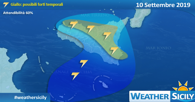 Sicilia: imminente peggioramento dal pomeriggio. Rischio forti temporali.