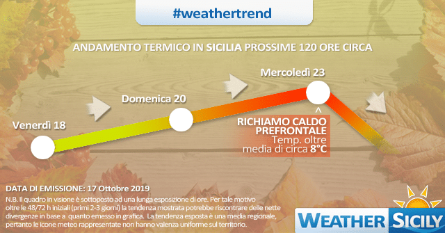 Sicilia: le temperature minime odierne.