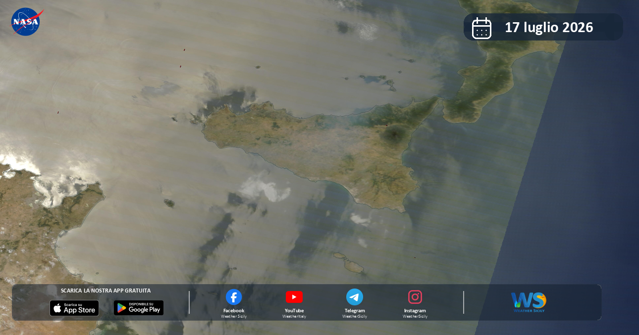 Meteo Sicilia: immagine satellitare NASA di venerdì 17 luglio 2026