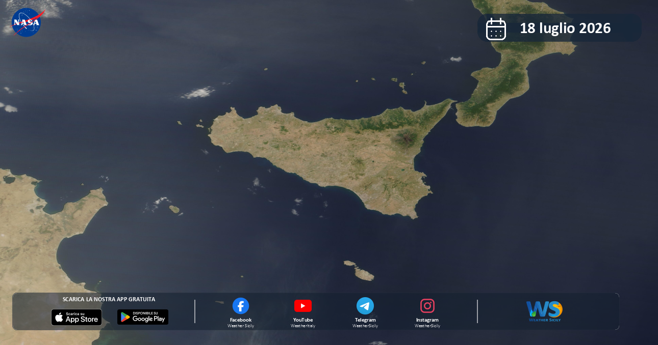 Meteo Sicilia: immagine satellitare NASA di sabato 18 luglio 2026