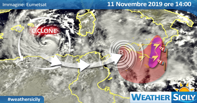 Ciclone in arrivo in Sicilia: severa fase perturbata dal pomeriggio/sera.