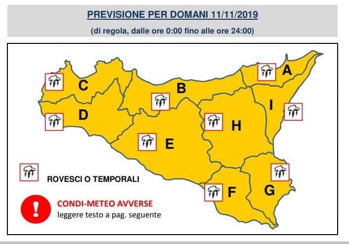 Sicilia: lunedì allerta meteo arancione su tutta la regione.