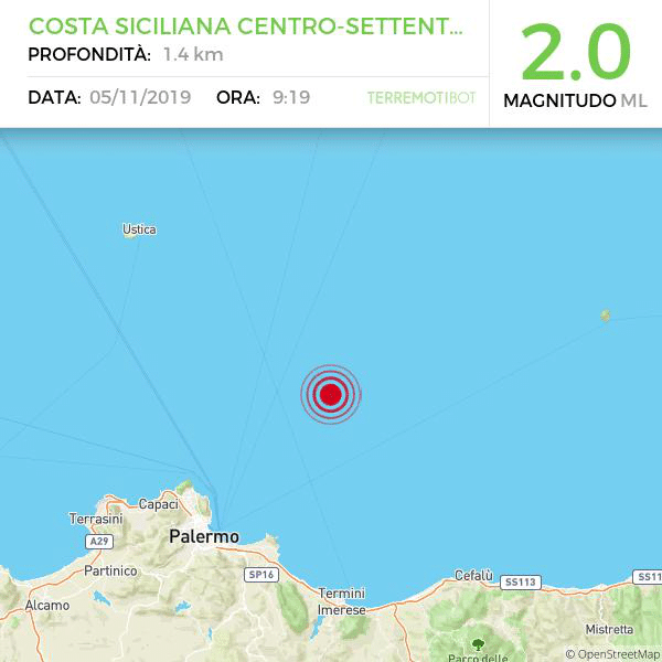 Terremoto: registrata scossa davanti la costa del Palermitano