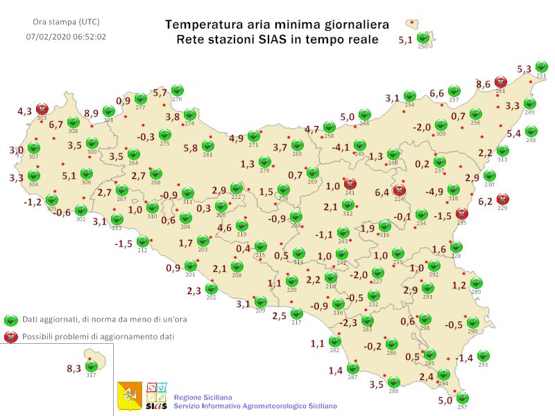 Sicilia: dopo il freddo artico ecco l'Appennino innevato visto dal satellite.