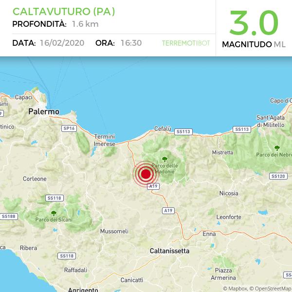 Sicilia: scossa di terremoto 3.0 nelle Madonie. Epicentro a Caltavuturo.