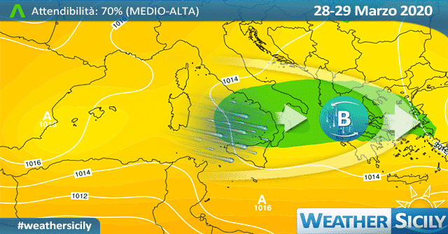 Sicilia, ciclone risale sul Tirreno: atteso più freddo, neve a quote più basse.