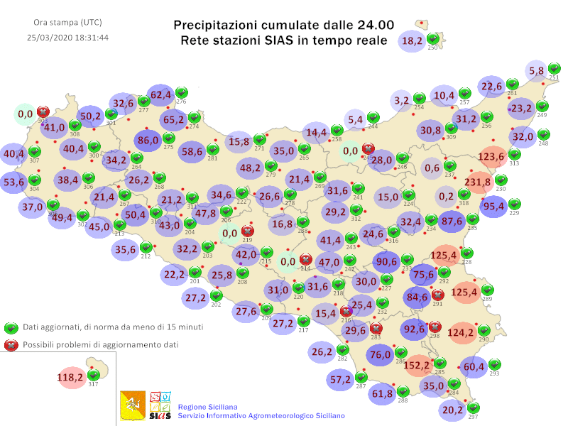 Sicilia, ciclone risale sul Tirreno: atteso più freddo, neve a quote più basse.