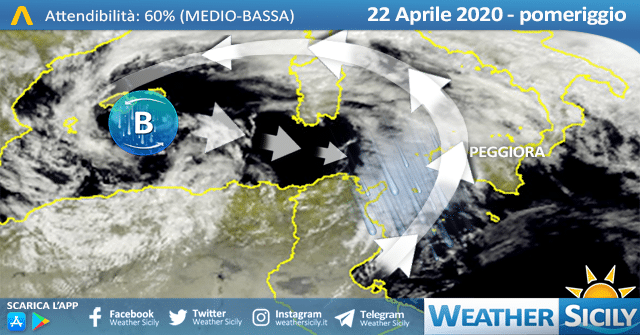 Sicilia: allerta meteo gialla da stasera fino a domani