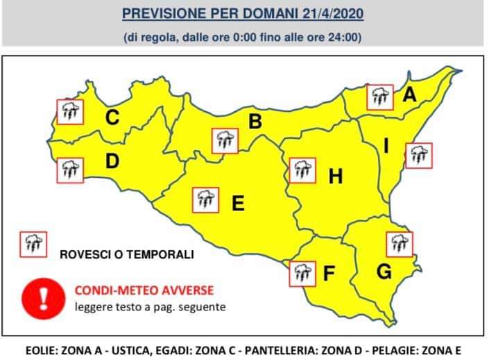 Sicilia: allerta meteo gialla da stasera fino a domani