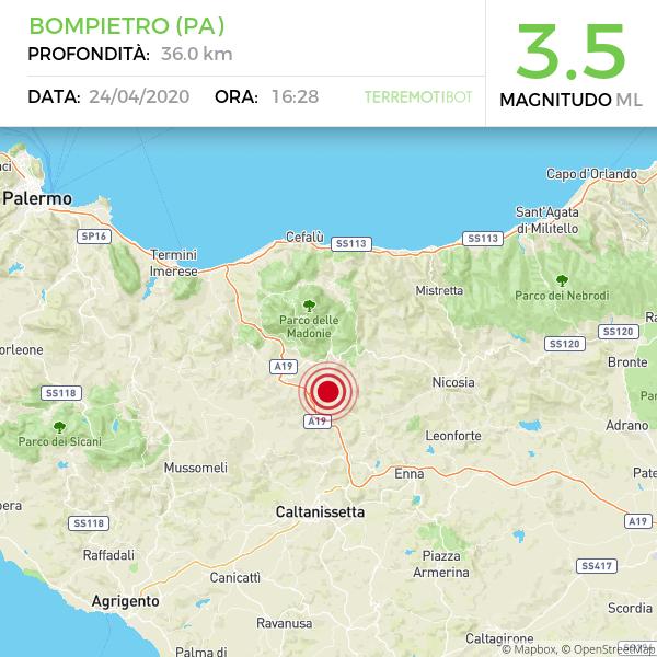 Sicilia: scossa di terremoto 3.5 nel palermitano