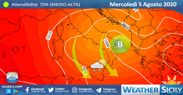 Sicilia: mercoledì il fresco giungerà ovunque! Locale instabilità.