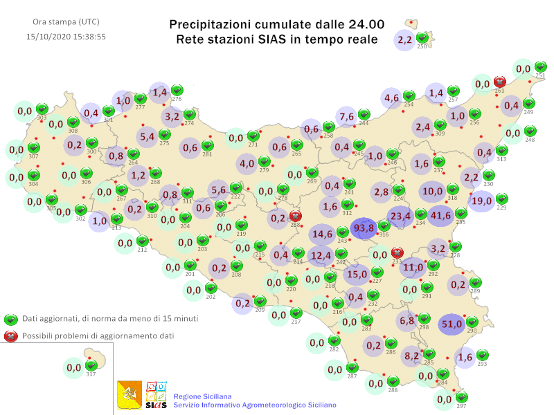 Sicilia: variabilità sparsa e calo delle temperature venerdì.
