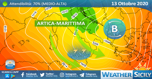 Sicilia: burrasca di Ostro e momentaneo rialzo termico mercoledì.