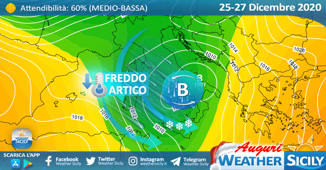 Sicilia: freddo artico e neve a  quote più basse tra S. Stefano e domenica 27.