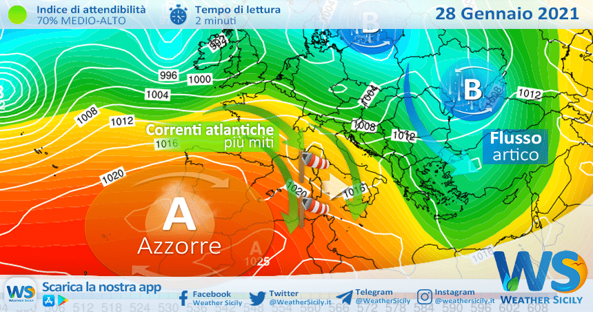 Sicilia, flusso atlantico torna protagonista: venti in rinforzo giovedì sera.