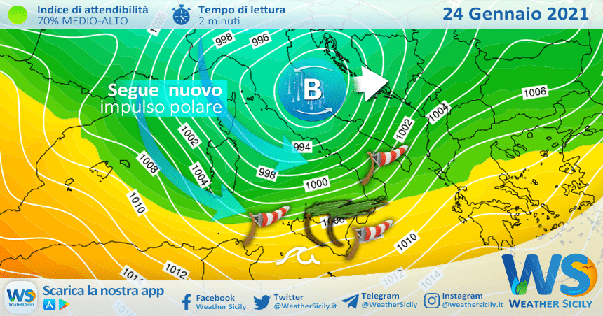 Sicilia: è in arrivo una burrasca di Libeccio Domenica! Ancora diffuso maltempo.