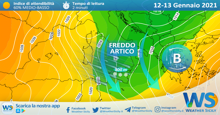 Sicilia, l'inverno ci prova: crollo termico e ritorno della neve martedì.