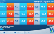 Temperature attese per venerdì 15 gennaio 2021 in Sicilia