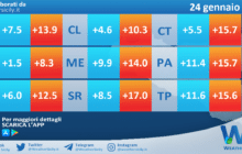 Temperature previste per domenica 24 gennaio 2021 in Sicilia