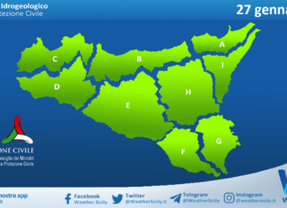 Sicilia: avviso rischio idrogeologico per mercoledì 27 gennaio 2021