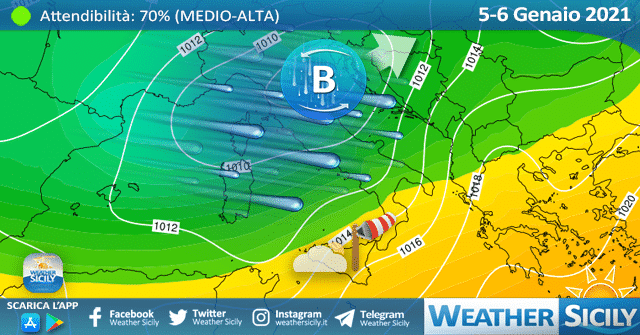 Sicilia: nuvolosità diffusa e moderato Libeccio per l'Epifania.