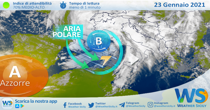 Sicilia: imminente peggioramento meteo dalla notte! Calo termico alle porte.