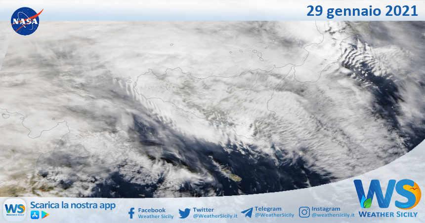Sicilia: immagine satellitare Nasa di venerdì 29 gennaio 2021