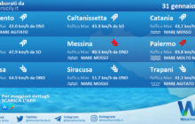 Sicilia: condizioni meteo-marine previste per domenica 31 gennaio 2021