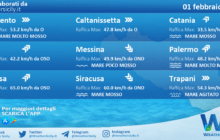 Sicilia: condizioni meteo-marine previste per lunedì 01 febbraio 2021