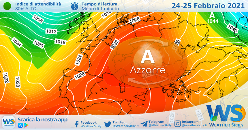 Sicilia, duraturo blocco anticiclonico: l'inverno si spegne.